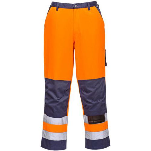 Pantaloni da lavoro Lyon ad alta visibilità arancione/blu navy - Portwest