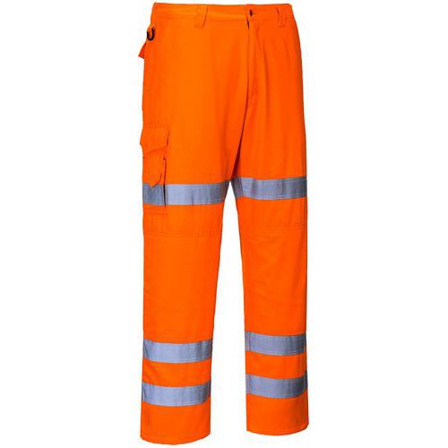 Pantaloni da lavoro con 3 bande ad alta visibilità arancioni - Portwest
