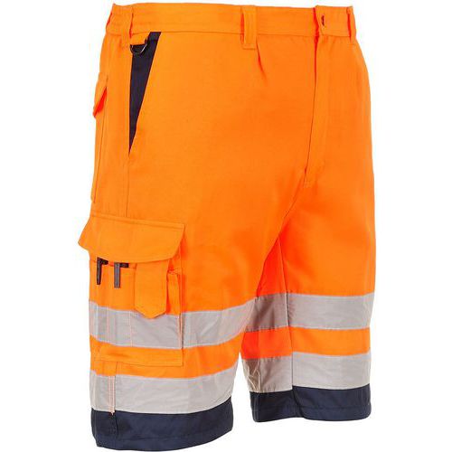 Pantaloncini in policotone ad alta visibilità arancione/blu navy - Portwest