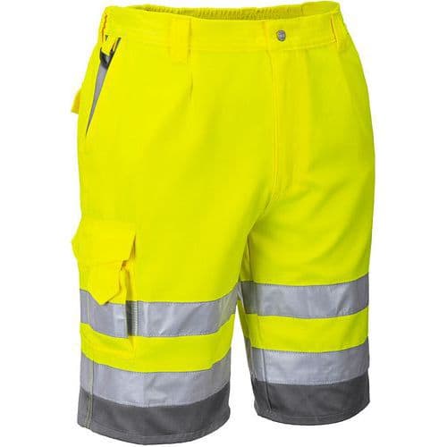 Pantaloncini in policotone ad alta visibilità gialli/grigi - Portwest