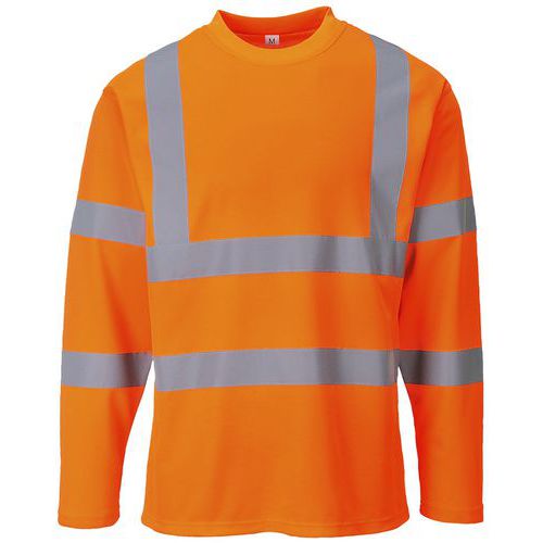 T-shirt a maniche lunghe con tasca ad alta visibilità arancione - Portwest