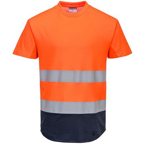 T-shirt in mesh bicolore arancione/blu navy - Portwest