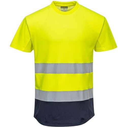 T-shirt in mesh bicolore giallo/blu navy - Portwest