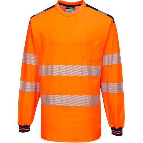 T-shirt PW3 ML ad alta visibilità arancione/blu navy - Portwest