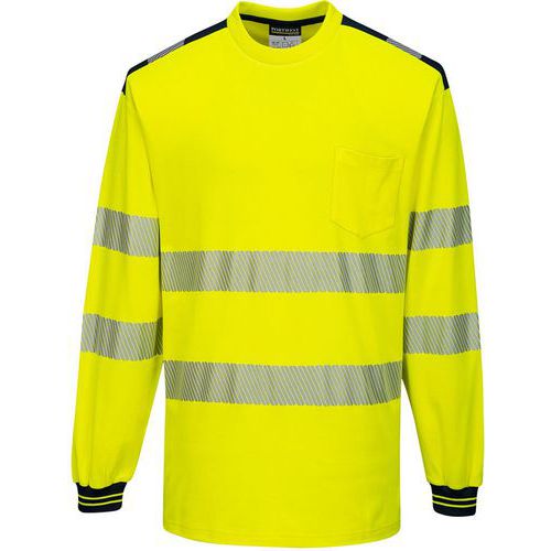 T-shirt PW3 ML ad alta visibilità giallo/nero - Portwest