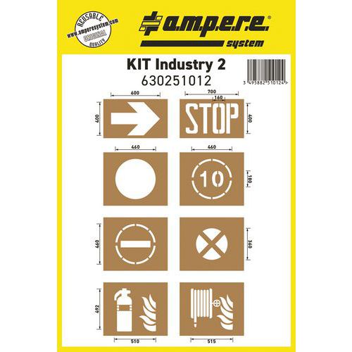 Stencil per segnaletica orizzontale - Kit Industry II - 8 cartoncini - Ampère