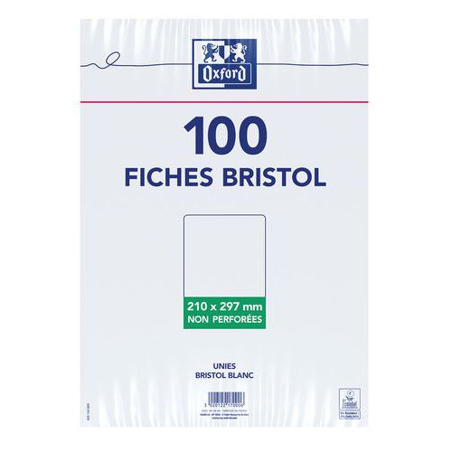 Bristol Oxford non forato A4 100 tinta unita bianco - Oxford