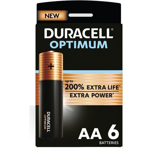 Pila alcalina Optimum AA - 4 - 6 o 8 unità - Duracell