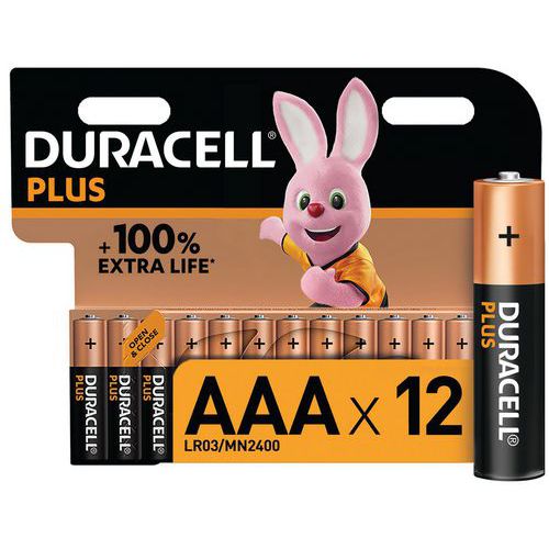 Pila alcalina AAA Plus 100% - 4 - 8 o 12 unità - Duracell