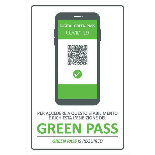 Cartello di indicazione - Accesso con Green Pass