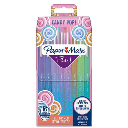 Pennarello Paper Mate Flair Candy Pop - Lotto da 16 colori assortiti - Papermate