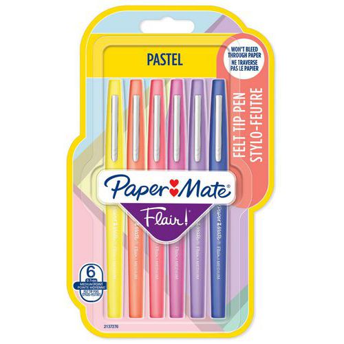 Pennarello Paper Mate Flair Pastel - Lotto da 6 colori assortiti - Papermate