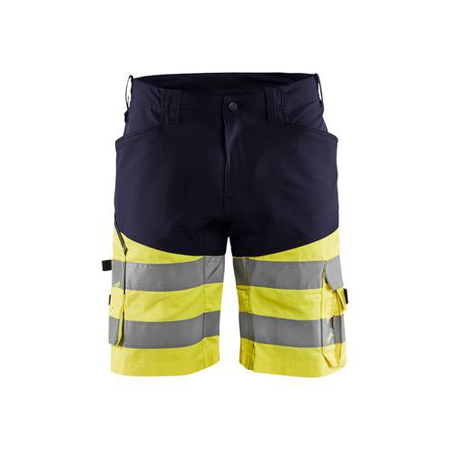 Pantaloncini alta visibilità elasticizzati con sezioni elasticizzate davanti e dietro Dotato di cintura in vit