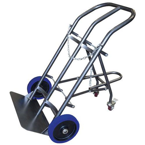 Carrello porta 2 bombole con cavalletto retrattile 200 kg