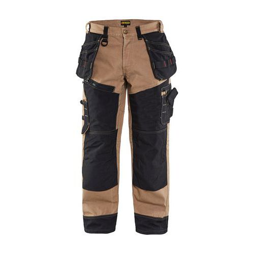 A944756 Pantalone industriale in poliriciclato beige/nero C46