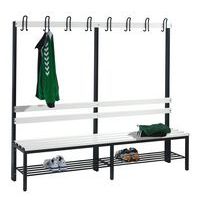 Panca con appendiabiti in PVC CP - Da 4 a 8 appendiabiti - Un lato - Con schienale e griglia porta-scarpe