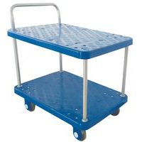 Carrello in plastica con 2 ripiani - Carico 300 kg - Manutan