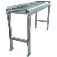 Trasportatore a gravità a rulli in acciaio con piede, guida e finecorsa - Somefi