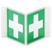 Cartello Primo soccorso a due lati a V in alluminio - Manutan Expert