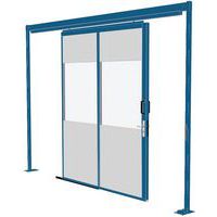 Porta scorrevole per pareti divisorie da officina in melaminico - Pannello semivetrato - Altezza 2,51 m