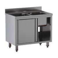 Lavatoio in inox AISI 304 2 vasche - armadiato