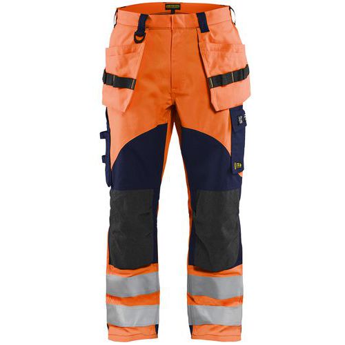 Pantaloni multinorma T C58 arancione fluo e blu marina,