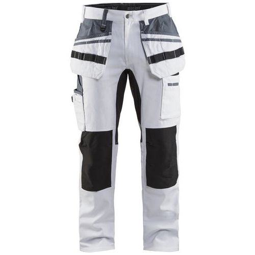 Pantaloni per pittura con inserti stretch bianco/nero C44,