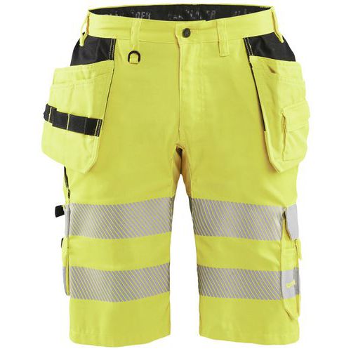 Pantaloncini da lavoro stretch 4D nero e grigio scuro T C46,