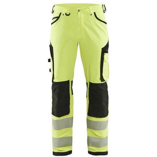Pantaloni estensibili alta visibilità giallo e nero D108,