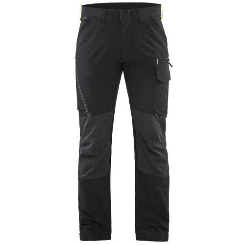 Pantaloni da lavoro stretch 4D nero/giallo fluo T C58,