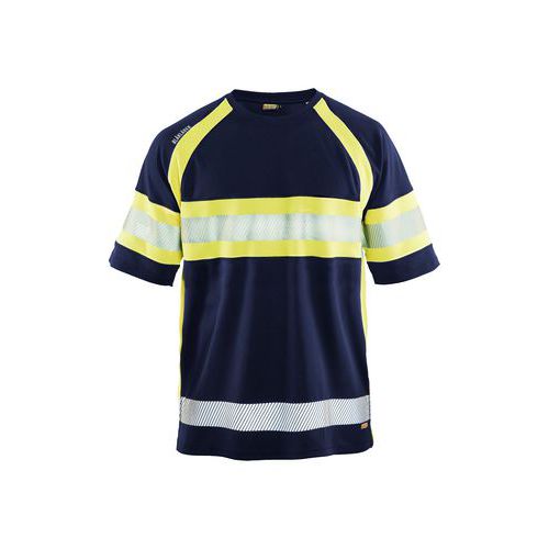 T-shirt alta visibilità anti-UV blu marina/giallo fluo 6XL,