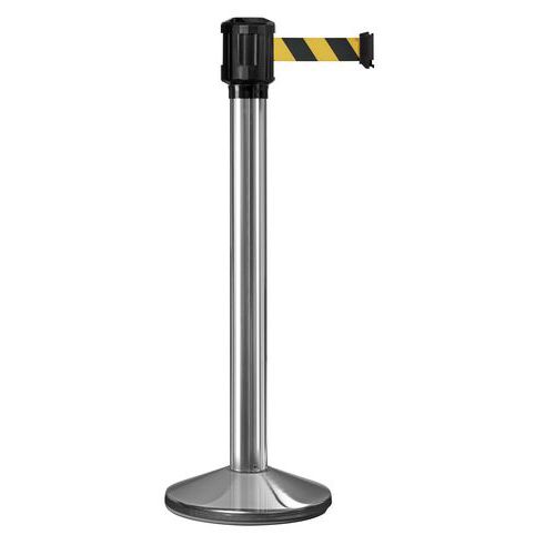 Paletto per esterni cromato con nastro 4m nero/giallo ,