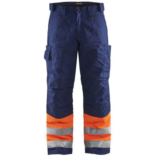 Pantaloni invernali ad alta visibilità D84 arancione fluorescente e navy,
