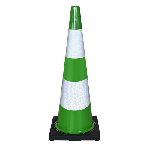 Cono delimitazione zavorrato 90cm strisce classe 2 verde ,