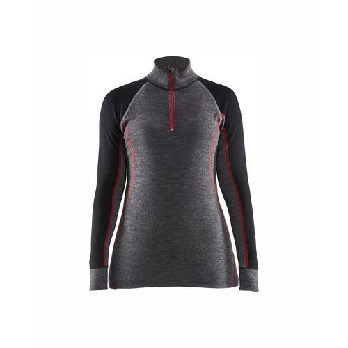 Sottomaglia termica con zip da donna nero/grigio medio,