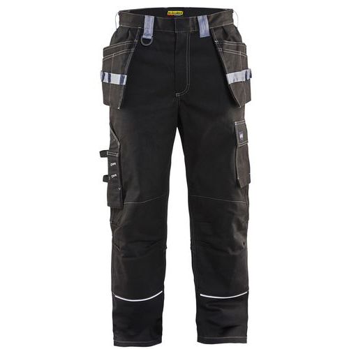 Pantaloni da artigiano ignifughi nero e grigio chiaro D88,