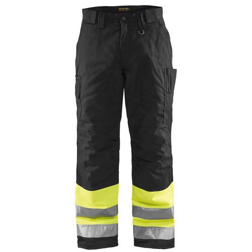 Pantaloni invernali ad alta visibilità D84 giallo fluorescente e nero,