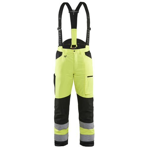 Pantaloni per potatura ad alta visibilità giallo fluo/nero,