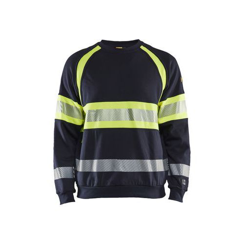 Felpa di sicurezza multinorma in blu marina/giallo fluo,