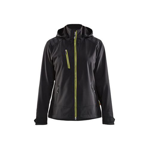 Giacca Softshell per donna nero e giallo fluo,