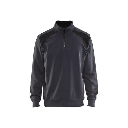 Felpa con colletto in due colori grigio medio/nero,