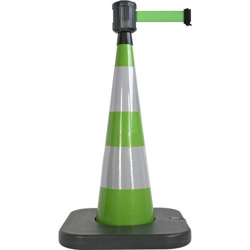 Cono 90 cm verde base da zavorrare con nastro 2mx5cm verde ,