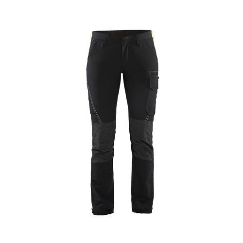 Pantaloni da lavoro stretch 4D donna nero/giallo fluo C48,