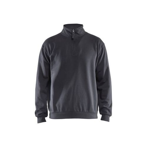 Felpa con collo con zip grigio,