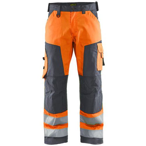 Pantaloni senza tasche pensili arancione fluo/grigio antrac,