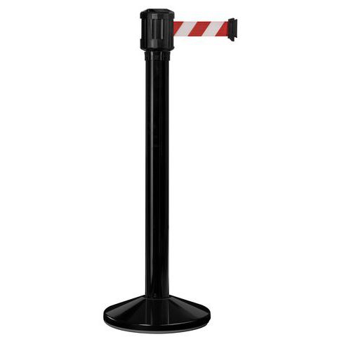 Paletto per esterni nero con nastro 4m rosso/bianco ,