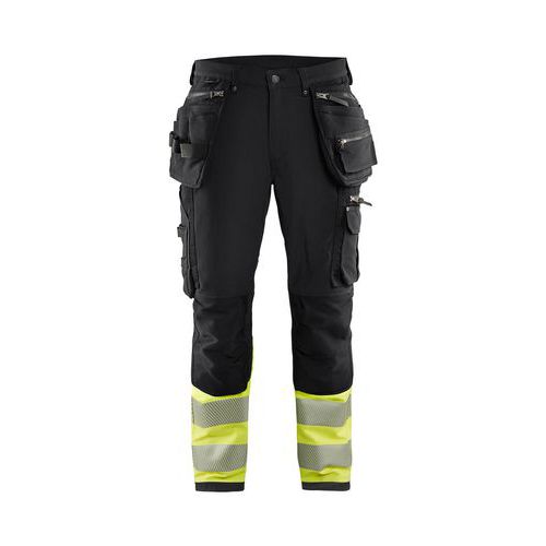 Pantaloni da artigiano alta visibilità nero/giallo fluo,