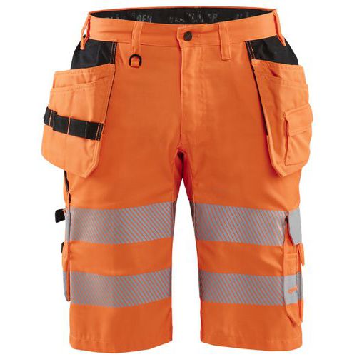 Pantaloncini da lavoro stretch 4D nero e grigio scuro T C48,