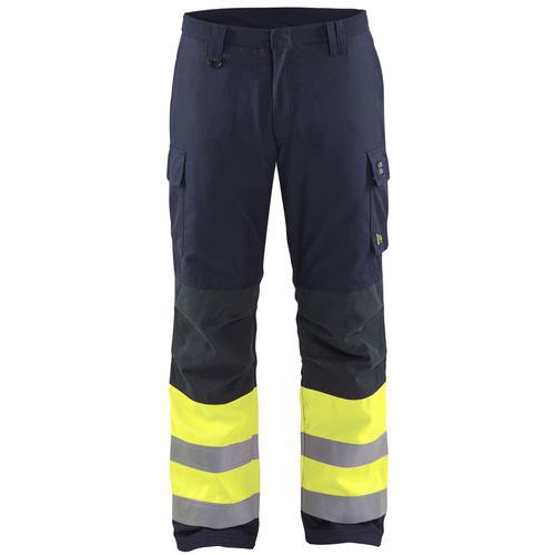 Pantaloni invernali multinorma blu marina/giallo fluo D120,