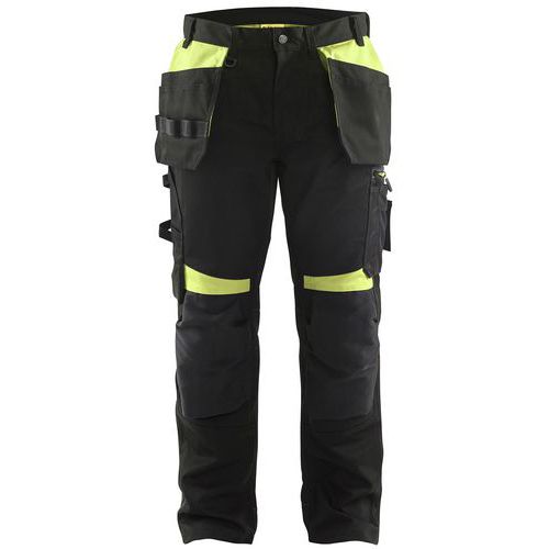 Pantaloni da artigiano nero/giallo fluo T C44,